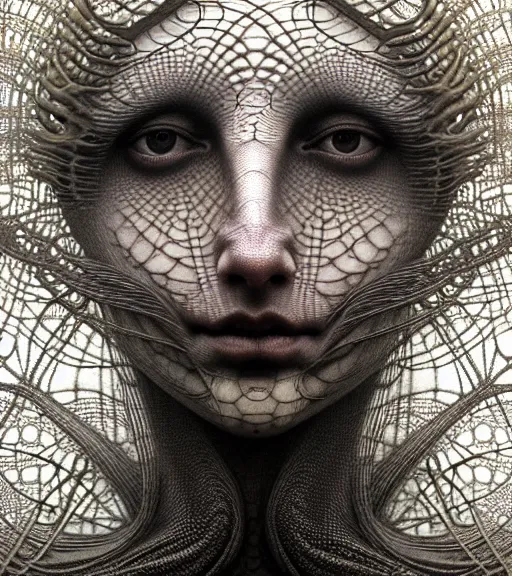 Image similar to detailed realistic beautiful fog goddess face portrait by jean delville, gustave dore, iris van herpen and marco mazzoni, art forms of nature by ernst haeckel, art nouveau, symbolist, visionary, gothic, neo - gothic, pre - raphaelite, fractal lace, intricate alien botanicals, ai biodiversity, surreality, hyperdetailed ultrasharp octane render