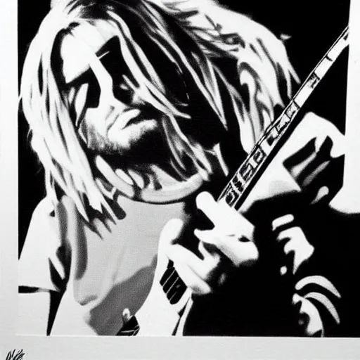 Image similar to kurt cobain op art,