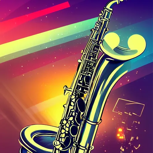 Prompt: saxophone, epic retrowave art, trending on art station