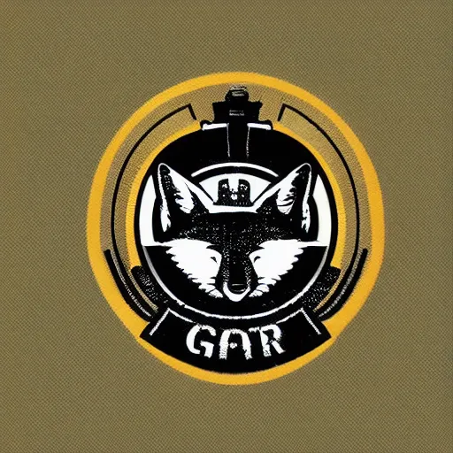 Image similar to military logo that involves foxes, gray and black color scheme