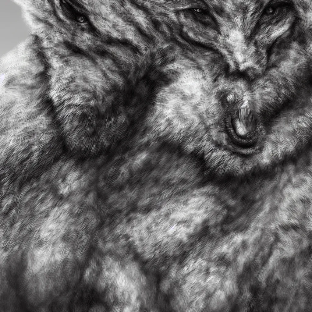 Image similar to portrait of man transforming into a werewolf with grey realistic fur, high detail, hyper realism, unreal engine, 8 k