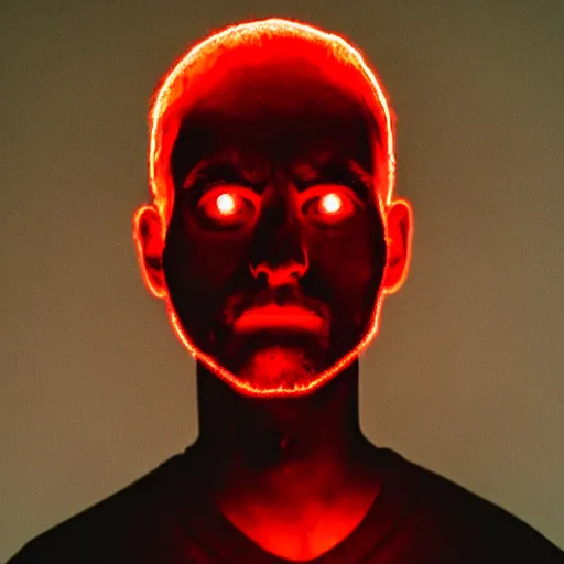 Image similar to a man with red glowing eyes