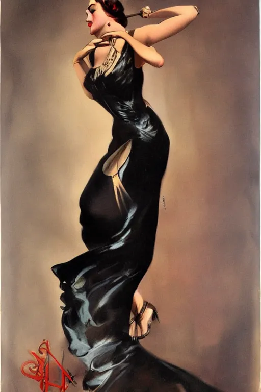 Prompt: matte painting of sophie turner by rolf armstrong