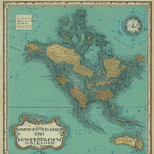 Prompt: cartography map art, highly detailed, vintage typography