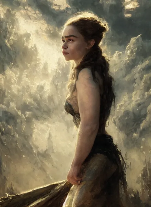 Prompt: emilia clarke staring seductively, staring seductively, detailed by gaston bussiere, bayard wu, greg rutkowski, giger, maxim verehin, greg rutkowski, masterpiece, sharp focus, cinematic lightning