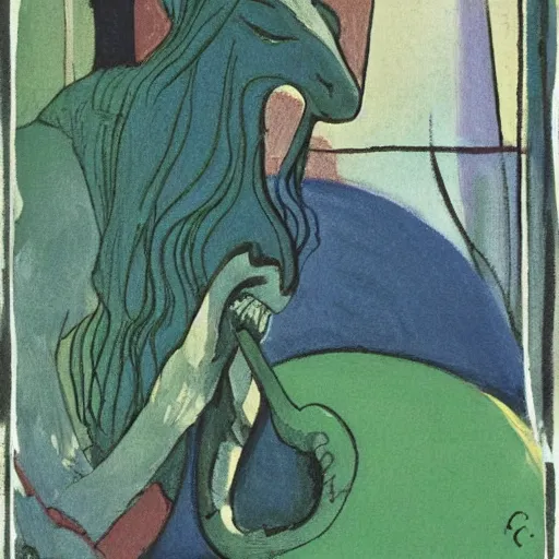 Image similar to navajo green by charles vess, by maurice utrillo accurate. a beautiful illustration of a snake eating its own tail that seems to go on forever.