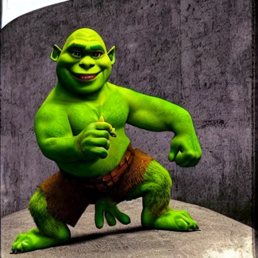 Image similar to cross breed of shrek and chuck norris