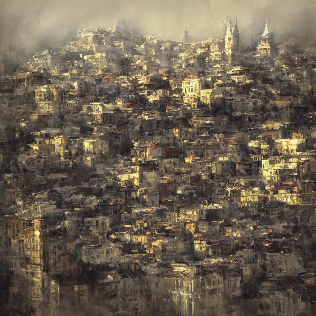 Image similar to tbilisi painted by jeremy mann