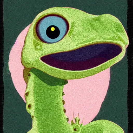 Prompt: a sleestak, in a fluffy party