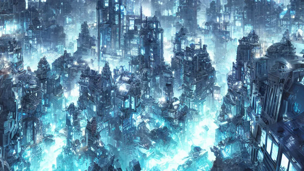 Prompt: urban city getting magically shredded into blue particles, fantasy artwork, award winning, very very very very very very very beautiful, artstation, studio light, hyper detailed, vibrant.