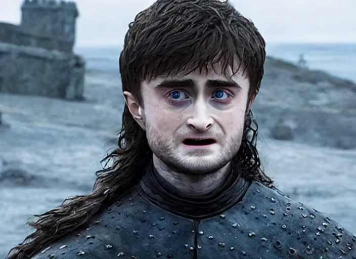 Image similar to daniel radcliffe in game of thrones, live action film, cinematic photo, clear hd image