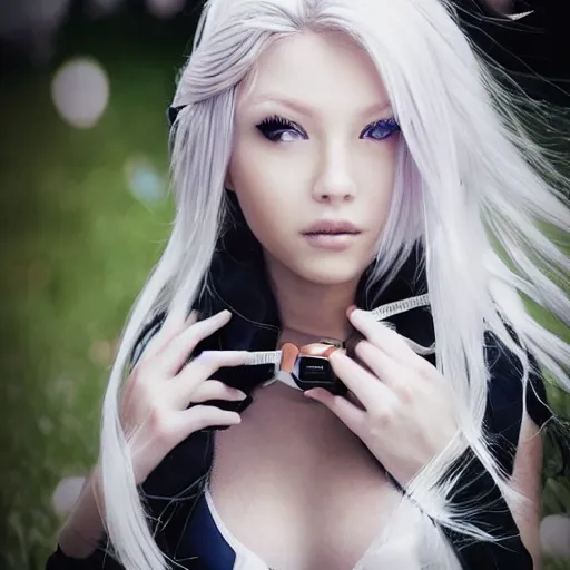 Image similar to photograph of a woman who looks like lux from league of legends