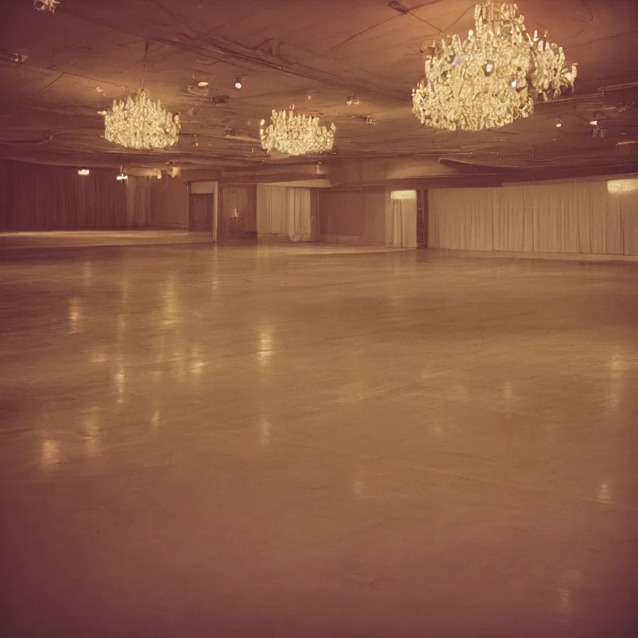 Image similar to 7 0 s movie still of an empty soviet ballroom with hands on the floor, cinestill 8 0 0 t 3 5 mm, heavy grain, high quality, high detail