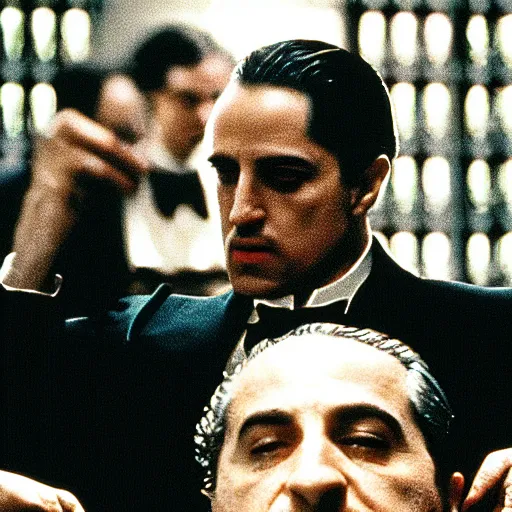Prompt: the godfather, still from movie the matrix