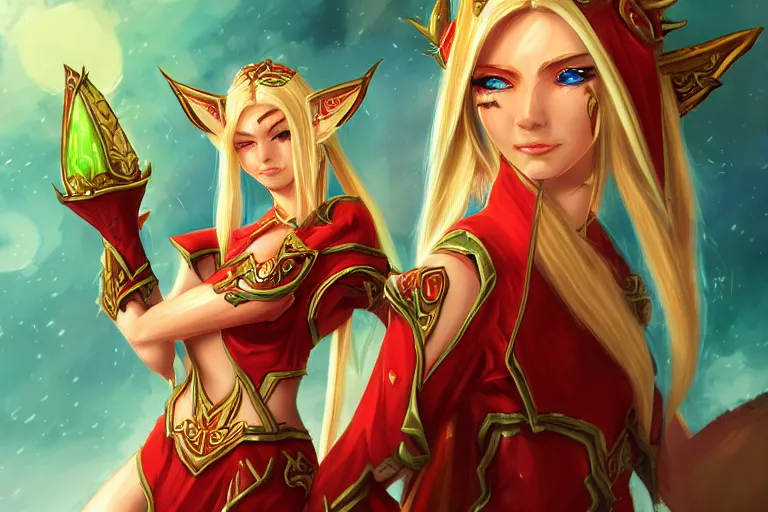 Image similar to blood elf, world of warcraft, trending on art station, fantasy, smooth