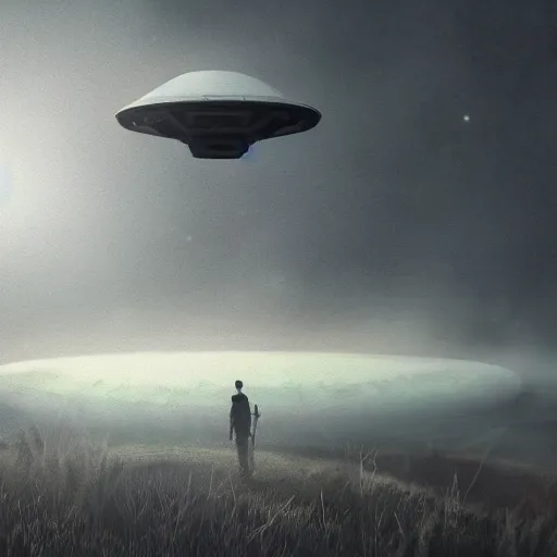 Image similar to found footage of a ufo at night, found footage, dynamic lighting, photorealistic fantasy concept art, trending on art station, stunning visuals, creative, cinematic, ultra detailed