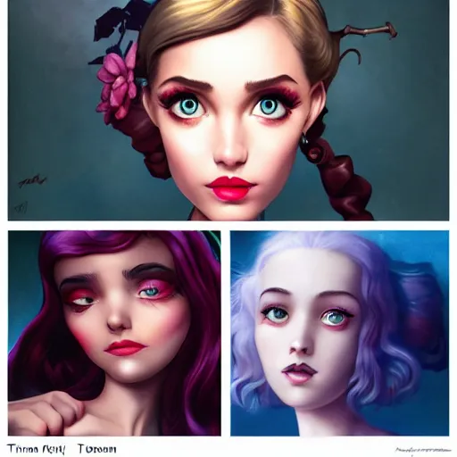 Image similar to Lofi actress headshot, Pixar style by Tristan Eaton and Stanley Artgerm and Tom Bagshaw and Tim Burton