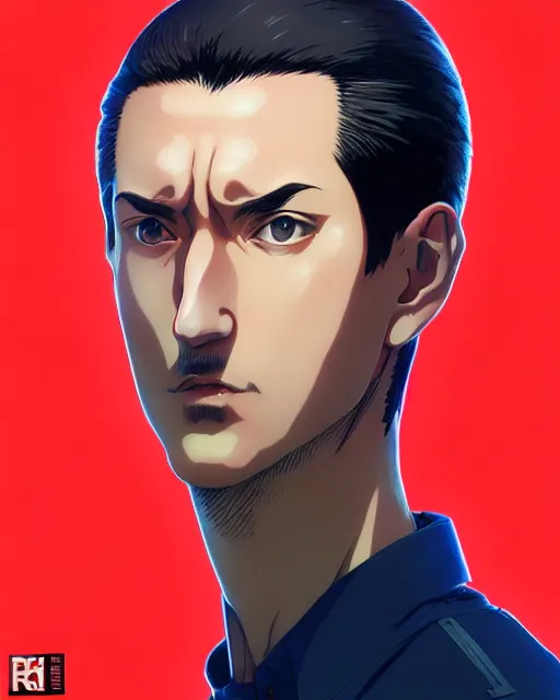 Image similar to portrait Anime guy as Lukashenko. fine-face, pretty face, realistic shaded Perfect face, fine details. Anime. realistic shaded lighting by Ilya Kuvshinov katsuhiro otomo ghost-in-the-shell, magali villeneuve, artgerm, rutkowski, WLOP Jeremy Lipkin and Giuseppe Dangelico Pino and Michael Garmash and Rob Rey in official suit