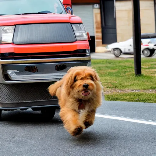 Image similar to a dog pulling a truck