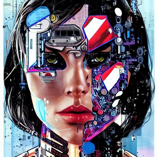 Image similar to a portrait of a beautiful cybernetically enhanced woman, by marvel comics and sandra chevrier