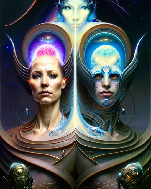 Image similar to a portrait of gemini light and dark fantasy character portrait made of fractals facing each other, ultra realistic, wide angle, intricate details, the fifth element artifacts, highly detailed by peter mohrbacher, hajime sorayama, wayne barlowe, boris vallejo, aaron horkey, gaston bussiere, craig mullins