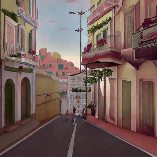 Image similar to cidade de lisboa, concept art, pastel soft colors, in the style of danny mcbride, knyazev konstantin