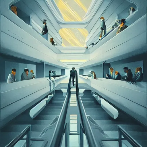 Image similar to impossible realities of speculative distance and strident egalitarianism. a subtle natre study by escher, rhads and mumford. trending