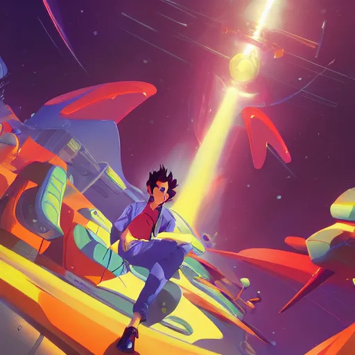 Image similar to hero world space dandy, behance hd by jesper ejsing, by rhads, makoto shinkai and lois van baarle, ilya kuvshinov, rossdraws global illumination