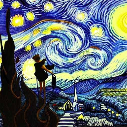 Prompt: a man do stargazing at a starry night, Artstation