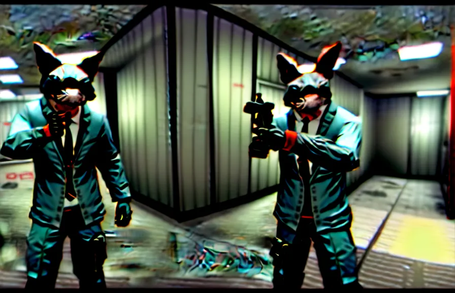 Prompt: screenshot from the pc game payday 2 demonstrating the fursuit unlock