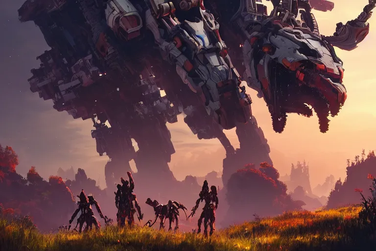 Image similar to watcher machine mecanical creature robot of horizon forbidden west horizon zero dawn radiating a glowing aura global illumination ray tracing hdr fanart arstation by ian pesty and alena aenami artworks in 4 k