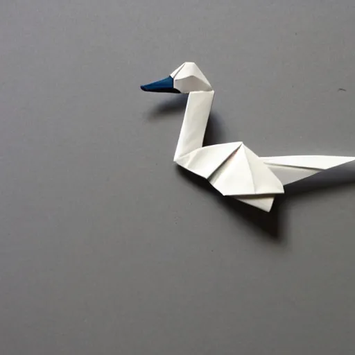 Image similar to an origami swan made out of a united states dollar bill, photograph,