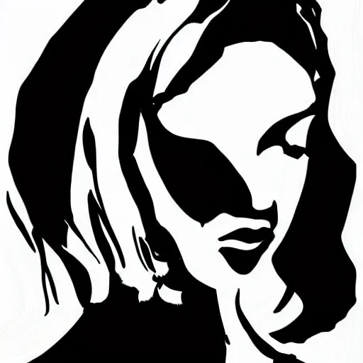 Image similar to black and white silhouette of a girl digital art, clean line art