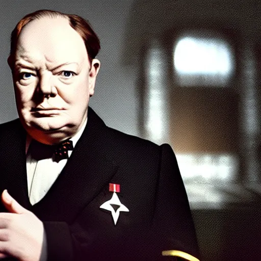 Image similar to starfleet uniform, portrait of winston churchill in starfleet uniform