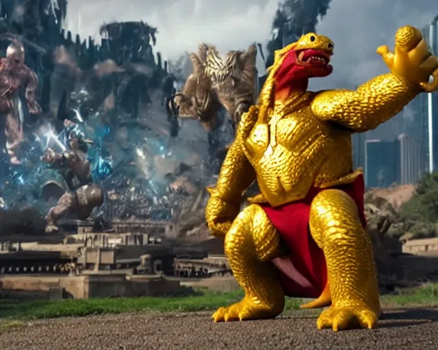 Image similar to a still of King Koopa in avengers(2012), cinematic shot