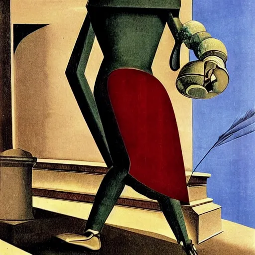 Image similar to Artwork by Giorgio de Chirico of The Sanguinary Grail.