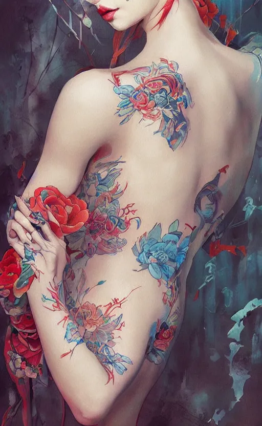 Image similar to Colour Tattoo old chines painting , by WLOP, Rossdraws, James Jean