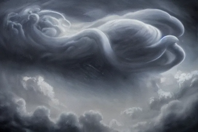 Image similar to giant tentacles descending from the clouds. End of the world.