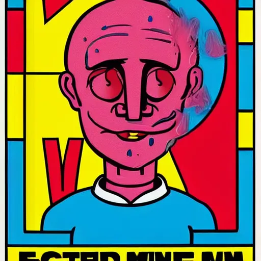 Image similar to Dr Manhattan working at McDonalds because he lost all of his money leverage trading bitcoin, mike judge art style, 90s mtv illustration, rich complementary colors W- 1920