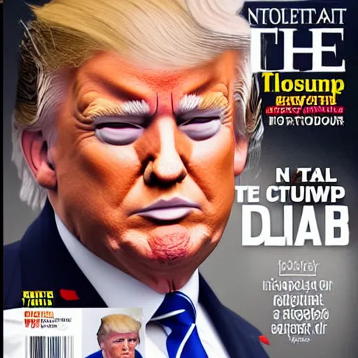 Image similar to photorealistic still portrait photograph of donald trump looking at the camera, diaper baby outfit, depth of field, soft focus, highly detailed, intricate, realistic, national geographic cover, textured detailed skeleton, time magazine cover, dark studio background