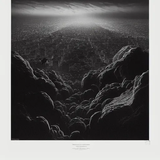 Prompt: a nightfall over a fantastical san francisco bay area, fantastical, transcendent, clean linework, dramatic, unexpected, surprising, epic light scene, spectacular, finely detailed, award winning, 4 k, trending on artstation, photorealistic, volumetric lighting, octane render uhd artwork by gustave dore, by michelangelo and by de vinci