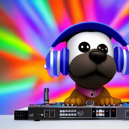 Image similar to puppy as a DJ, 8k, by Pixar