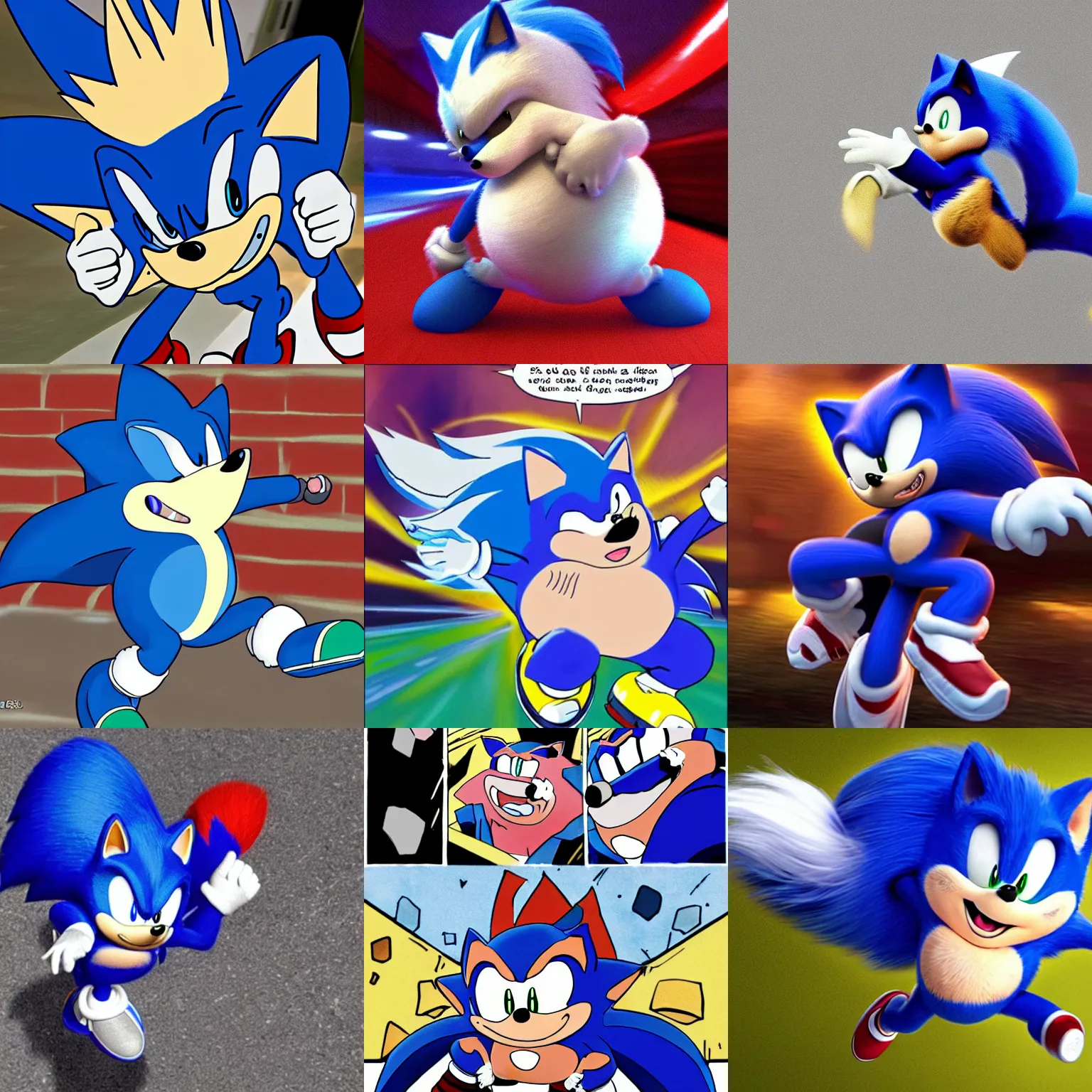 A Paparazzi Photo Of An Obese Sonic The Hedgehog Stable Diffusion 