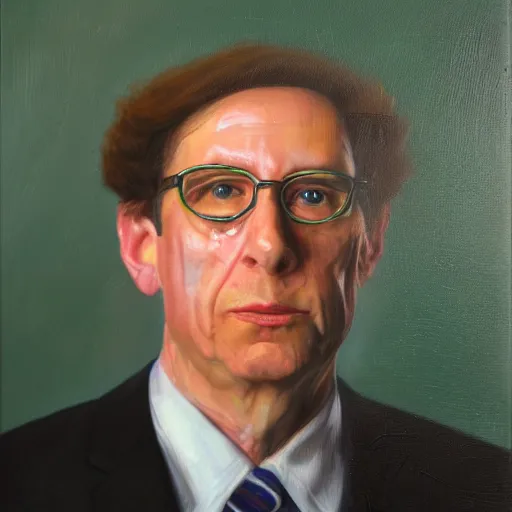 Image similar to dr. katz, oil portrait, photorealistic, high detail