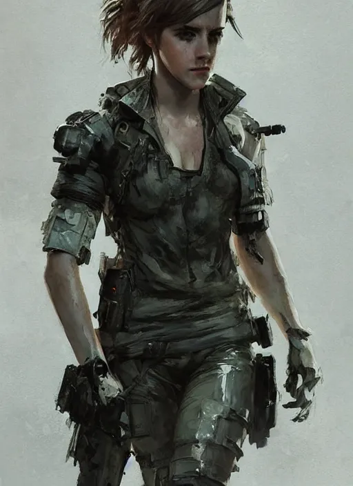 Prompt: emma watson wearing metal gear armor dramatic lighting cinematic cinematic lighting art by Richard Schmid by Yoji Shinkawa by greg rutkowski by Jeremy Lipking