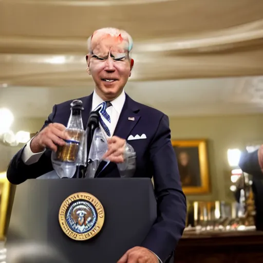 Image similar to joe biden drinks a 4 0 ounce bottle of malt liquor