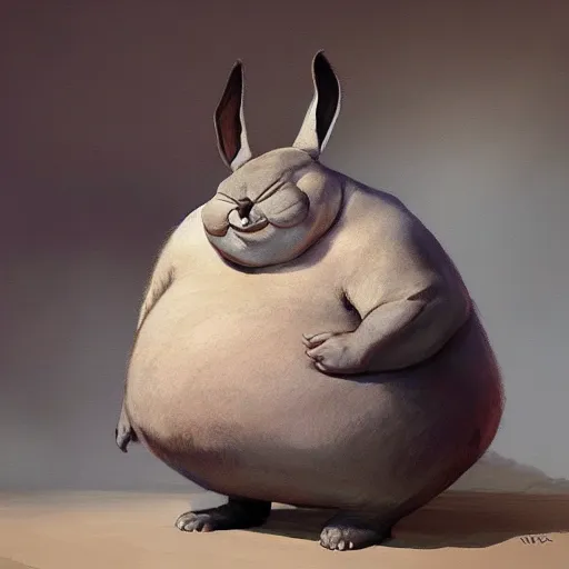 Image similar to portrait of big chungus as mr. bean painted by greg rutkowski, wlop