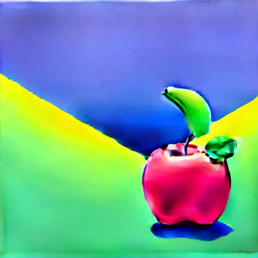 Image similar to apple by shusei nagaoka, kaws, david rudnick, airbrush on canvas, pastell colours, cell shaded, 8 k