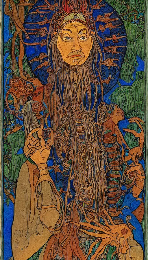 Image similar to portrait of a digital shaman, by ivan bilibin,