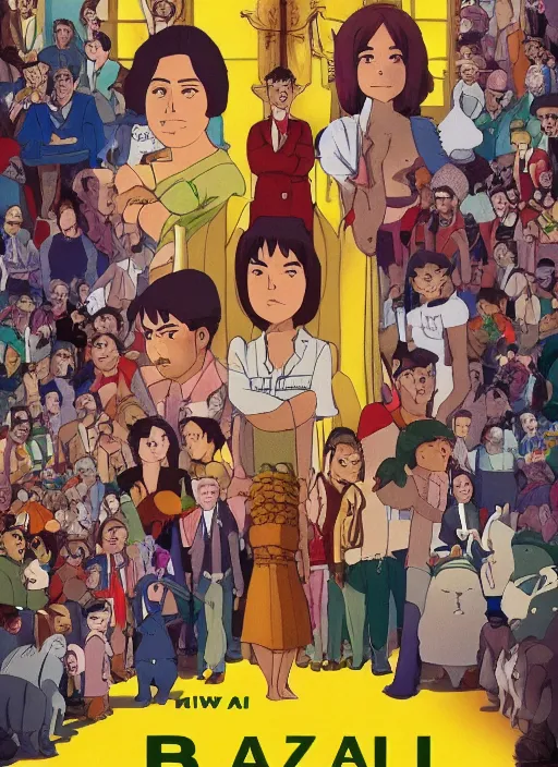 Prompt: poster movie called the brazillian democracy, artwork by studio ghibli, 8 k, hd